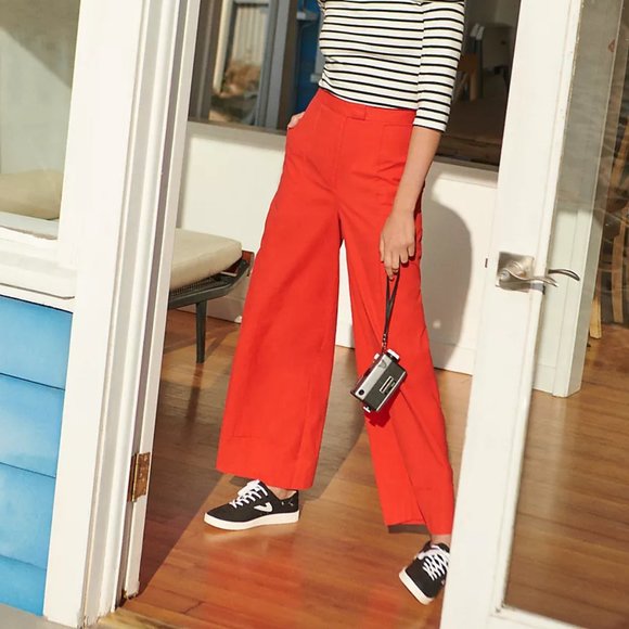 NWOT ❣️ Anthropologie Poplin Wide-Leg Pants Red - Size 4 - Picture 4 of 12